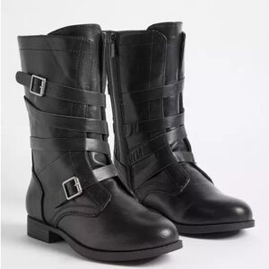 NWOT Torrid Mid Shaft Buckle Bootie - Faux Leather Black (WW) Size-8WW